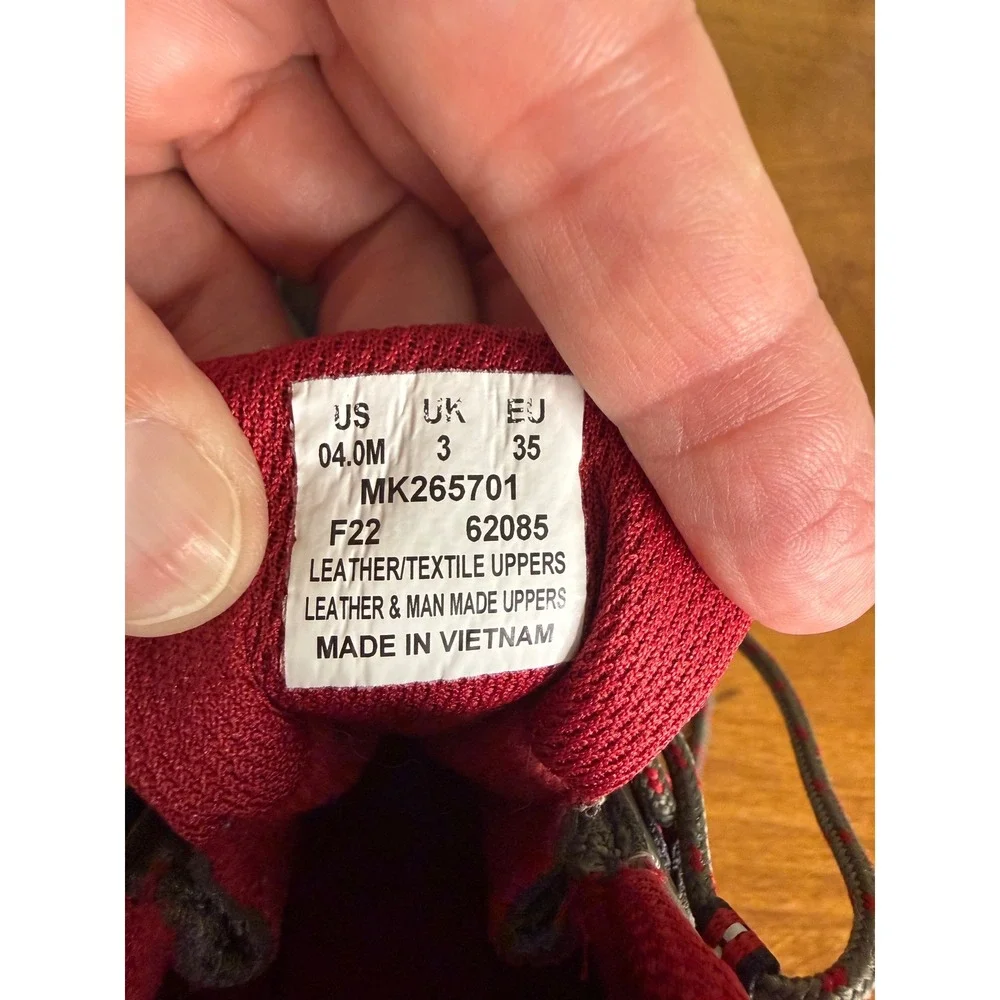 Merrell Kids Moab Waterproof Hiking Boots Grey Red boys 4M all terrain